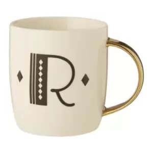 Bone China White/Gold R Alphabet Mug
