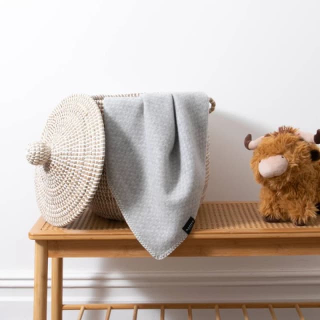 Native Natural Hoop Pattern Baby Grey Wool Blanket Size: Small Grey Unisex Small