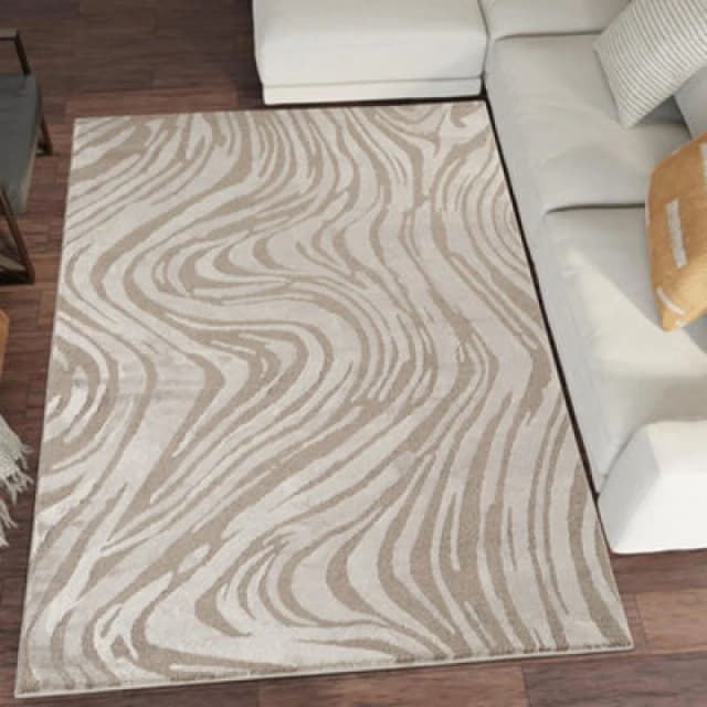 Hamilton Modern Metallic Sheen Area Rug - Marble Inspired Design Mocha 80Cm X 150Cm
