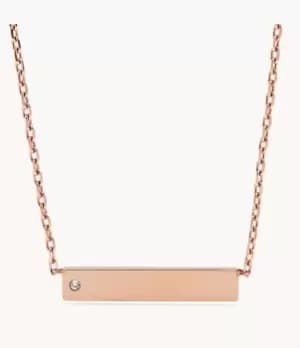 Fossil Women Bar Rose Gold-Tone Stainless Steel Necklace