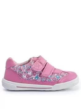 Start-rite X Jojo Maman Bébé Chums Pink Floral Print Leather Double Riptape Girls Trainers - Pink Floral, Size 10 Younger