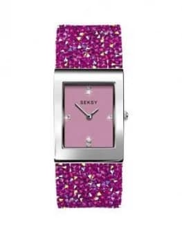 Seksy Seksy Rocks Pink Tank Dial Pink Rocks Strap Ladies Watch