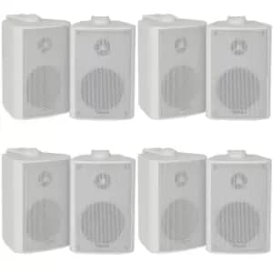 8x 70W 2 Way White Wall Mounted Stereo Speakers 4 8Ohm Compact Background Music