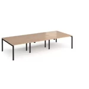Bench Desk 6 Person Rectangular Desks 3600mm Beech Tops With Black Frames 1600mm Depth Adapt