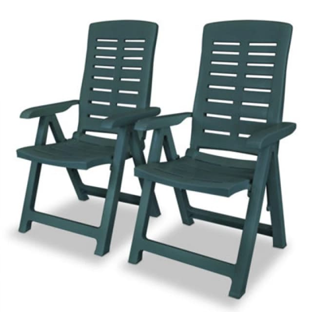 Vidaxl Reclining Garden Chairs 2 Pcs Plastic Green