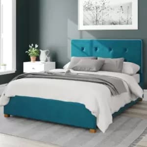 Aspire Presley Ottoman Bed Velvet Teal Single