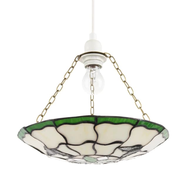 Happy Homewares Traditional Butterfly Tiffany Glass Green Pendant Lighting Shade Green Unisex