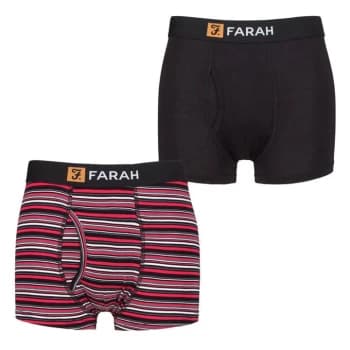 Farah 2 Pack Striped Bamboo Keyhole Trunks Mens - Black