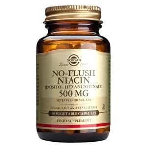 Solgar No Flush Niacin 500 mg Inositol Hexanicotinate Vegetable Capsules 50 vegicaps