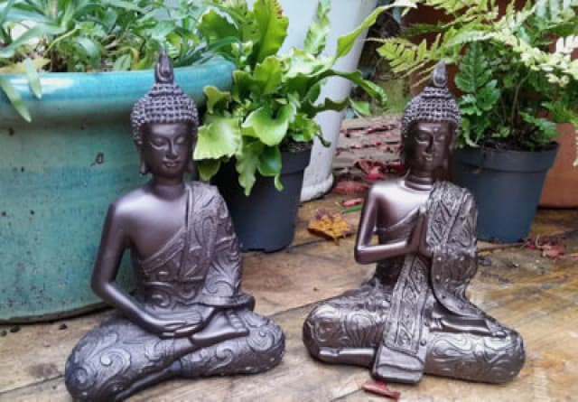 Inspirational Gifting 2 Mystic Thai Buddha Ornaments Sculptures - In Cold Cast Bronze Resin
