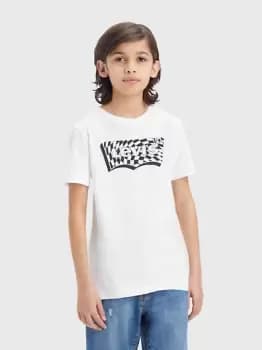 Teenager Checkered Batwing Tee - White