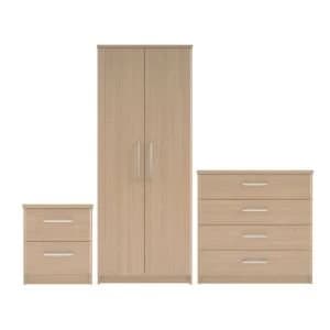 Elsey Matt Natural Oak effect 3 piece bedroom furniture set