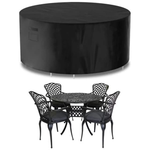 Futura 420D Round 128X71Cm Waterproof Garden Furniture Cover, Outdoor Patio Weatherproof Table & Chair Set Shield