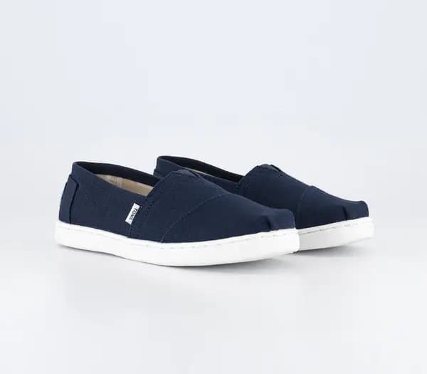 TOMS Kids Alpargata Youth Slip Ons Navy, 11 Youth