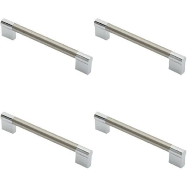 Loops 4x Keyhole Bar Pull Handle 172 x 14mm 160mm Fixing Centres Satin Nickel & Chrome Metallics unisex