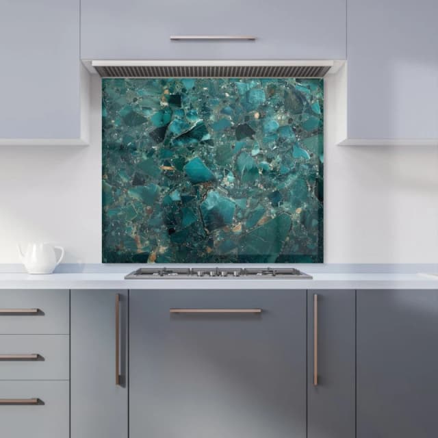 Warren Reed - Designer Teal Quartz Effect Kitchen Splashback Size: 600mm x 750mm Teal Unisex 600mm x 750mm