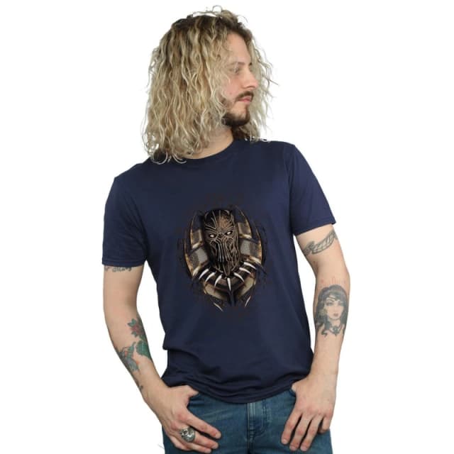 Marvel Marvel Men Black Panther Gold Killmonger T-Shirt in Navy Size: Small Navy S Male 5057736585276
