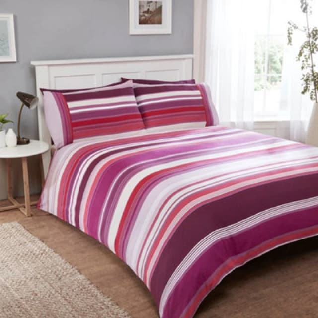 Rapport Home Stratford Stripe Cotton Duvet Set With Pillowcase