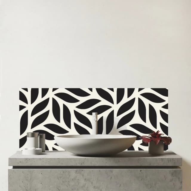 Warren Reed - Designer Modern Stylish Abstract Texture Glass Bathroom Splashback in Black Unisex