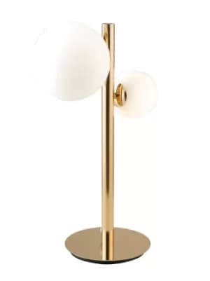 Hera Twin Globe Table Lamp, Gold, Opal, G9