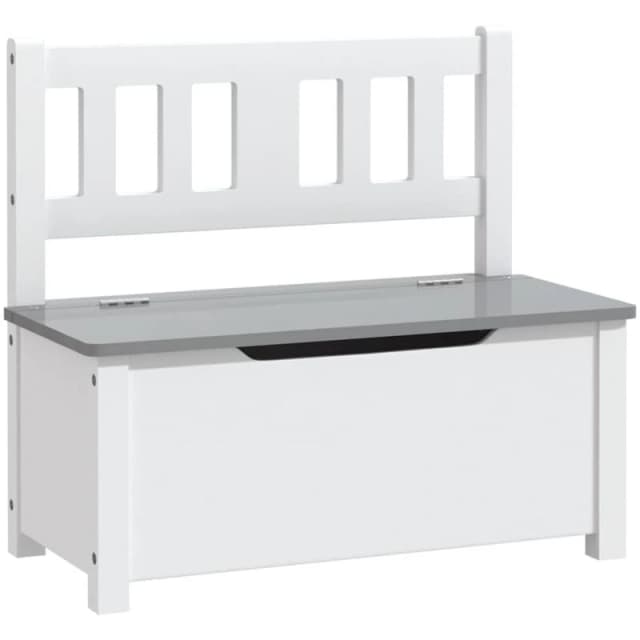 VIDAXL Children Storage Bench White and Grey 60x30x55cm MDF vidaXL 8720286669471
