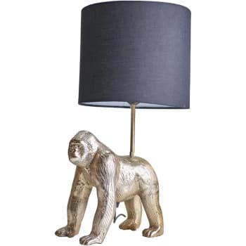 Gorilla Metal Table Lamp with Drum Lampshade - Black