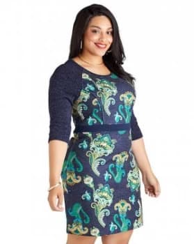 Yumi Curves Bright Paisley Bodycon Dress