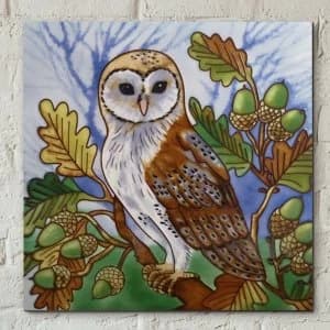 Tile 8x8 Owl In Oak Tree By Judith Yates Wall Art