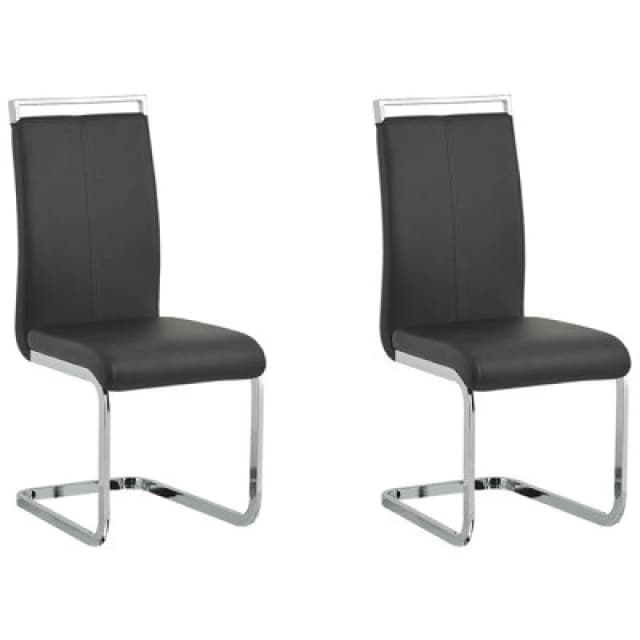 Beliani Set Of 2 Dining Chairs Greedin Faux Leather Black