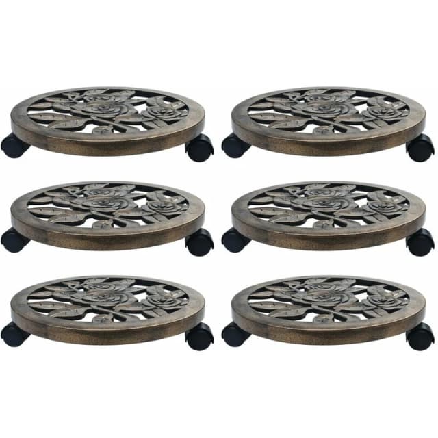 VIDAXL Plant Trolleys 6 pcs Bronze 38cm Plastic Vidaxl 48229