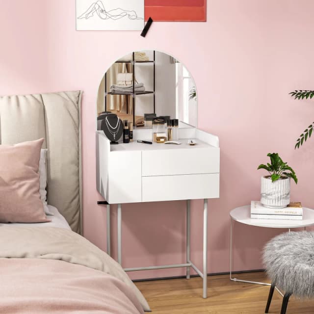HOMCOM HOMCOM Makeup Vanity Table with Mirror Drawers Modern Dressing Table White White One Size Unisex 5063603965027