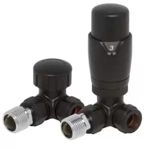 Wickes Black Round Corner TRV and Lockshield Valves - 105mm x 65mm