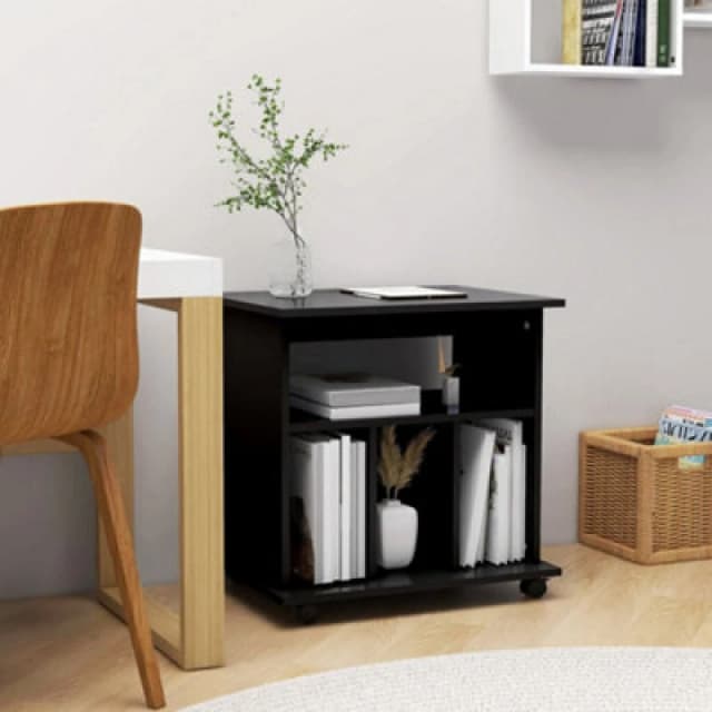 VIDAXL Rolling Cabinet Black 60x45x60cm Engineered Wood Vidaxl 8720286610152