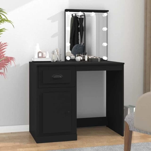 VIDAXL Dressing Table with LED Black 90x50x132.5cm Engineered Wood Vidaxl 8720845794118