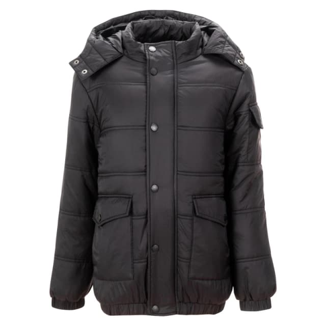 Firetrap Kids Faux Fur Trimmed Short Puffer Jacket Black male 9-10 Years