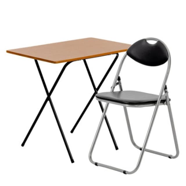 Harbour Housewares Wooden Folding Desk & Chair Set - Natural/black