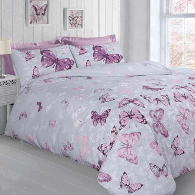 Velosso Nature-Inspired Floral & Butterfly Design Duvet Cover Set With Pillowcases, Easy-Care Lightweight Bedroom Decor - Multicolour