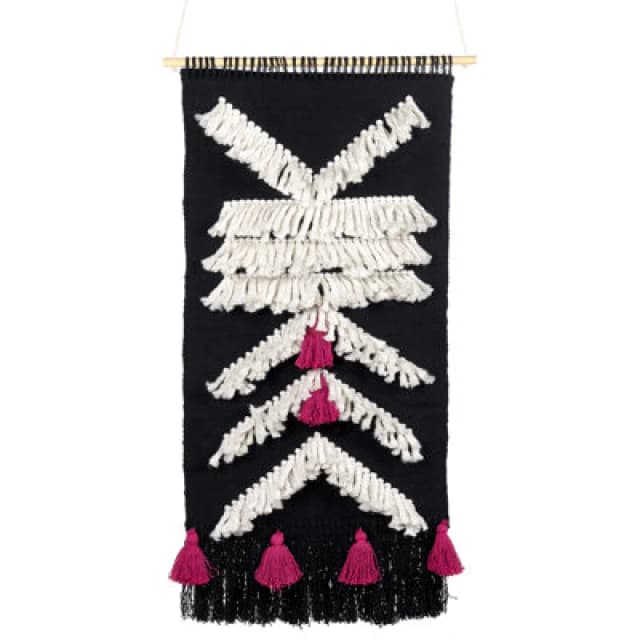 Beliani Fabric Wall Hanging Pakpattan Cotton 123cm Black