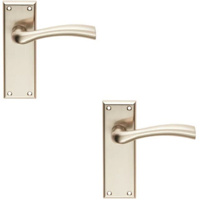 Loops 2x Chunky Curved Tapered Handle on Latch Backplate 150 x 50mm Satin Nickel Metallics