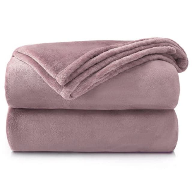 Velosso Soft Touch Luxurious Faux Mink Throw Blanket - Perfect For Bed - Sleek Decor, Minimalist Soft Weave - 150Cm X 200Cm, Mauve