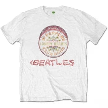 Beatles - The - Flowers Logo & Drum Unisex XX-Large T-Shirt - White