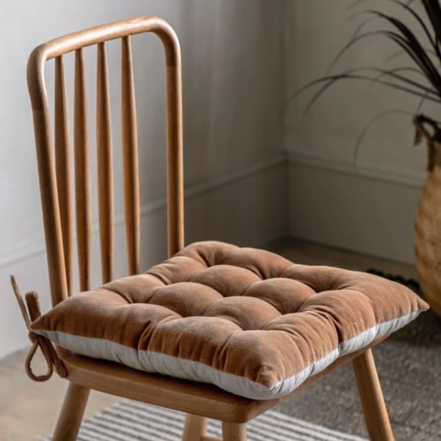 Gallery Cotton Velvet Seatpad Natural 430x430mm Tan unisex 43x43cm