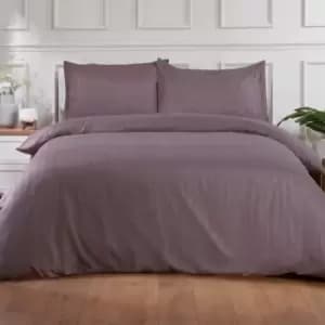 Brentfords Satin Stripe Quilt Super King Duvet Cover With Pillowcase Set Mauve
