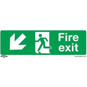 SS34P1 Safe Conditions Safety Sign - Fire Exit (Down Left) - Rigid Plastic - Sealey