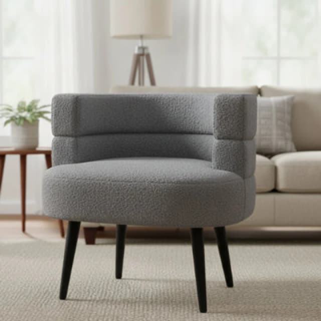 Alivio Sherpa Sofa Chair for Living Room Dining Room Makeup Office Reception in Grey Grey Unisex