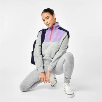 Jack Wills Hatfield Colour Block Half Zip Track Top - Grey Marl