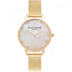 Olivia Burton Midi Dial with Screw Detail Pale Gold Mesh Watch