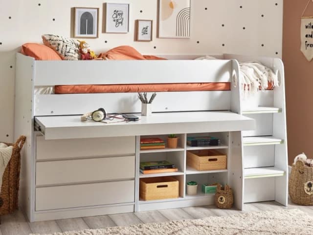 Julian Bowen Vespa White Wooden Cabin Bed Frame - 3ft Single