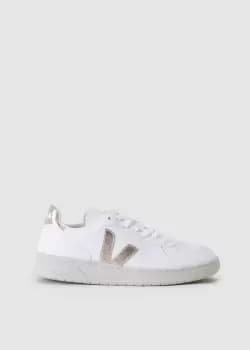 Veja Womens V-10 Leather Trainers In Extra White Platine