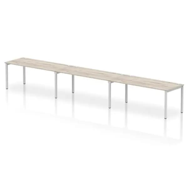 Impulse Impulse Bench Single Row 3 Person 1800 Silver Frame Office Bench Desk Grey Oak IMBS318GRYS